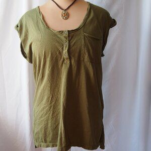 AERIE Oversized Henley Tee Short Sleeve Size XS